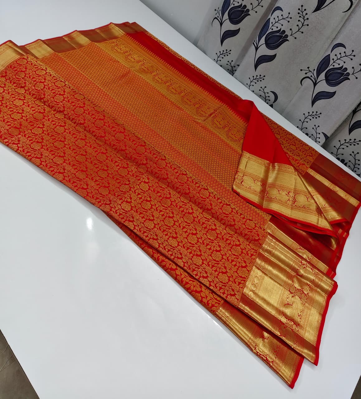 Rani Pink Kanjivaram Silk Saree with a Broad Golden Zari Border